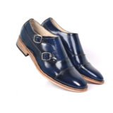 ASM GOODYEAR WELTED BLUE BRUSH ITALIAN LEATHER MONK SHOES