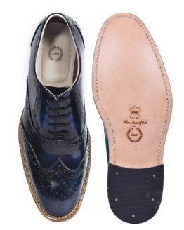 Handmade Goodyear Welted Blue Brush off Italian Leather Brogues Shoes. Size Available UK/India 4 to 15 Article : H101-Blue