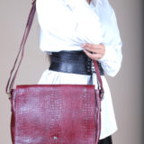 Ipad/Sling Leather Bag : Wine Crocodile Embossed Leather Bag