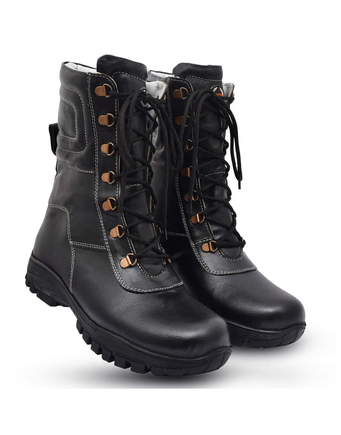 Biker Boots : Pure leather, Steel Toe with Rubber Sole by ASM