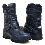 Biker Boots : Blue Rugged leather boots with Steel toe, Gear Shifter pad, light reflector, Ankle Protector & heavy duty Rubber Sole by ASM. Article : 708Blue