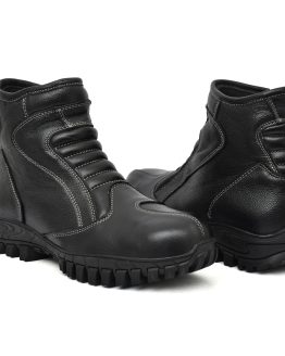 Biker Boots : Pure black leather boots by ASM