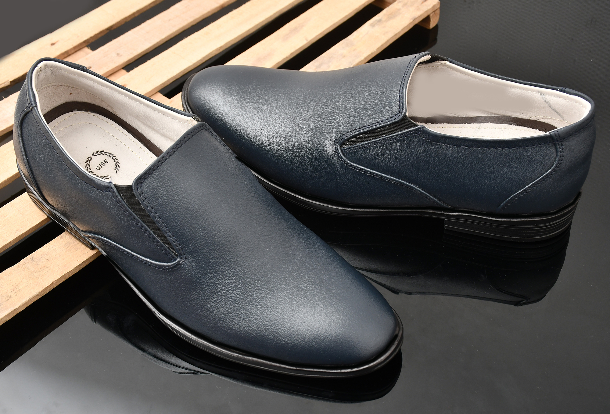 Pure Leather Slip on Shoes by asm.