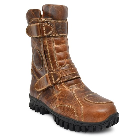 Biker Boots : Brown Rugged Leather biker boots by ASM.