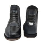 Biker Boots : Urban leather Boots with side chain for Bikers with heavy duty Rubber Sole by ASM. Article : Biker709-BlueBlack