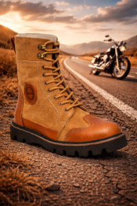 Biker Boots : Urban Rugged Tan leather boots for bikers with handmade EVA Sole.