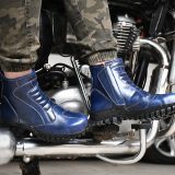 Biker Boots : Urban leather Boots with side chain for Bikers with heavy duty Rubber Sole by ASM. Article : 709Blue