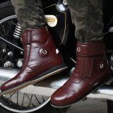 Biker Boots : Urban leather Boots with side chain for Bikers with heavy duty Rubber Sole by ASM. Article : Biker702MEBrown