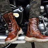Biker Boots : Side zip Tan Rugged Leather 9" full leather boots. Article: 703C-Brown