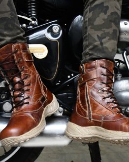 Biker Boots : Side zip Tan Rugged Leather 9" full leather boots. Article: 703C-Brown