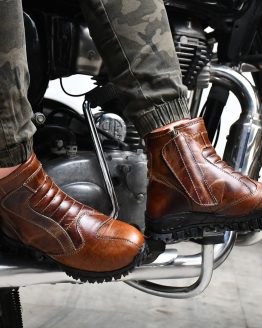 Biker Boots : Urban leather Boots with side chain for Bikers with heavy duty Rubber Sole by ASM. Article : 709Brown