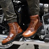 Biker Boots : Urban leather Boots with side chain for Bikers with heavy duty Rubber Sole by ASM. Article : 709Brown