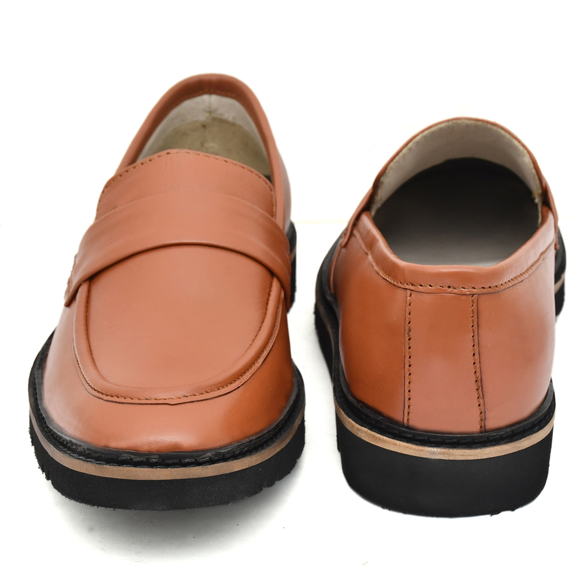 Pure Tan Leather Penny Loafers