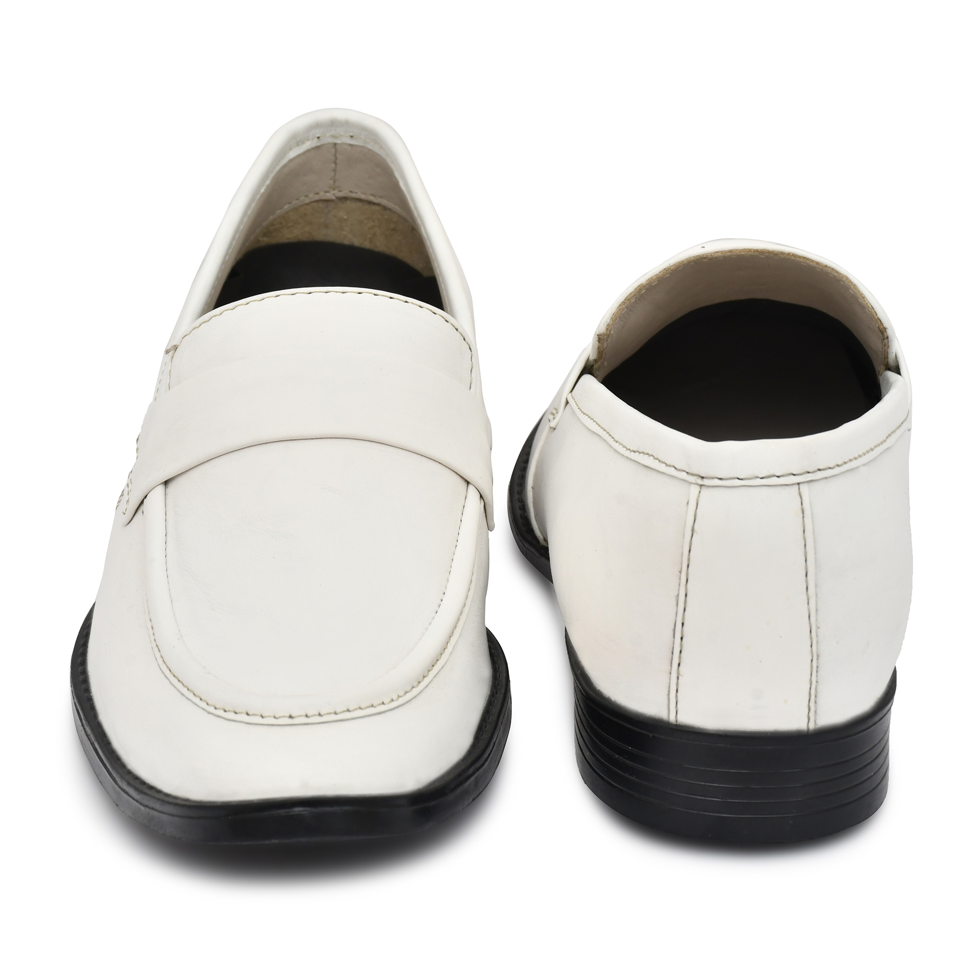 Pure Leather White Penny Loafers