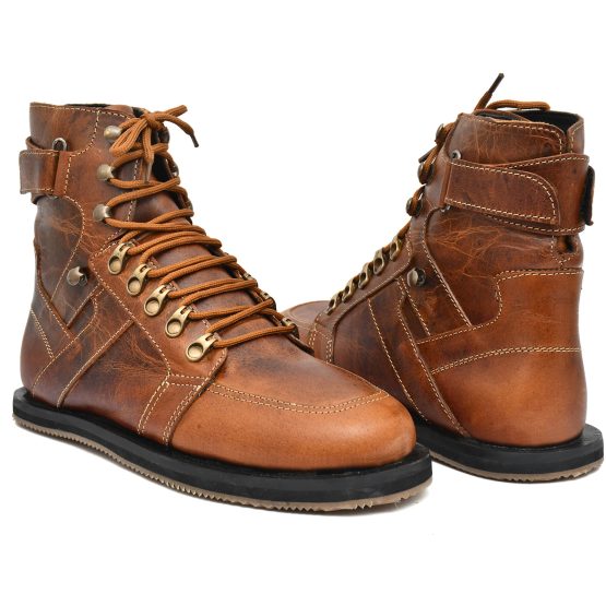 Biker Boots : Urban Boots for Bikers with heavy duty Rubber Sole by ASM. Article : Biker01-Brown