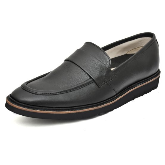 Pure Black Leather Penny Loafers
