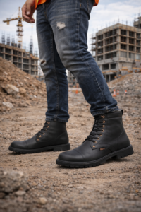 Safety Booots : Men Genuine leather Oxford Shoes with Steel Toe & Memory foam footpad by asm. Article : S610C-Black-2