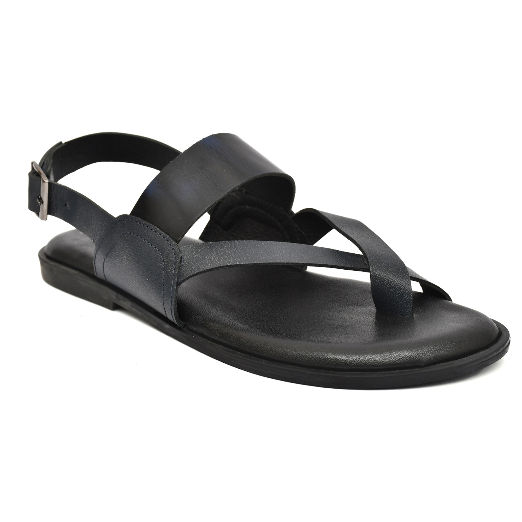 Blue Leather Sandals for Mens with Memory foam footpad by asm.