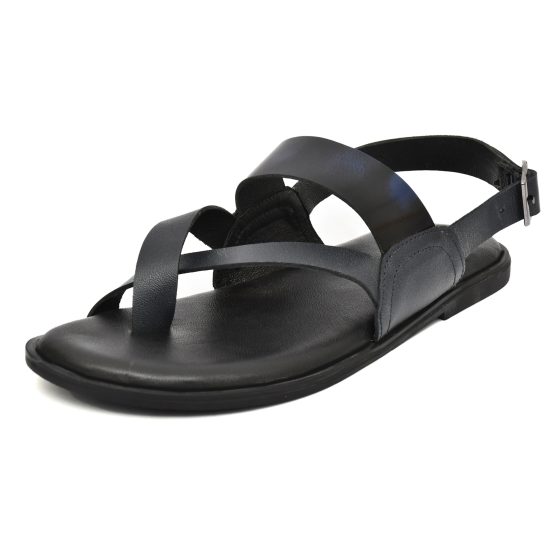 Blue Leather Sandals for Mens with Memory foam footpad by asm.