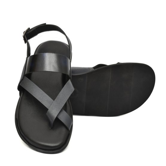 Blue Leather Sandals for Mens with Memory foam footpad by asm.