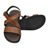 Brown Leather Sandals for Mens with Memory foam footpad by asm.