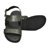 Green Leather Sandals for Mens with Memory foam footpad by asm.