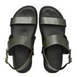 Green Leather Sandals for Mens with Memory foam footpad by asm.