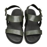 Green Leather Sandals for Mens with Memory foam footpad by asm.