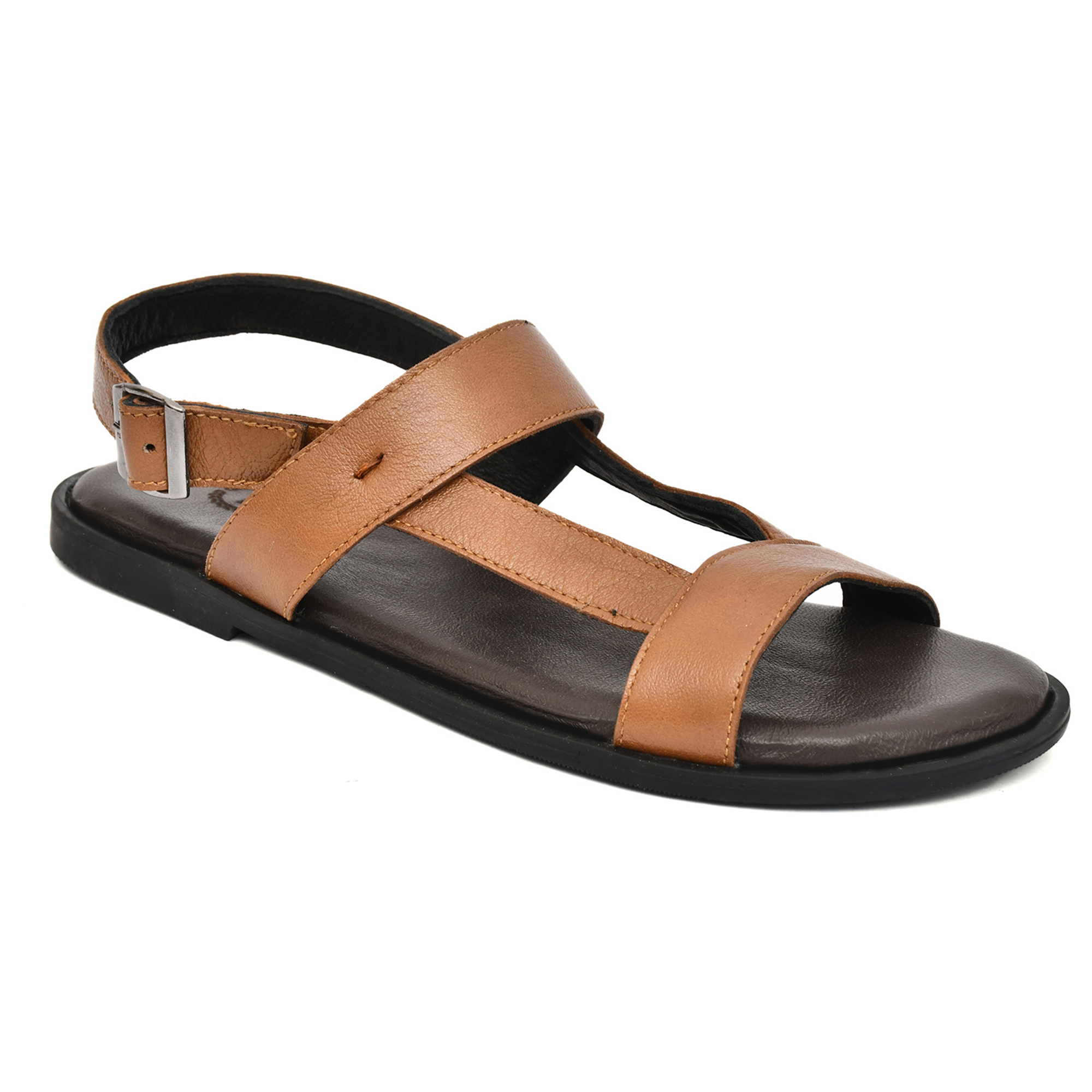 Tan Leather Sandals for Mens with Memory foam footpad by asm. Article : SAN02-GTan Size : UK 5-12