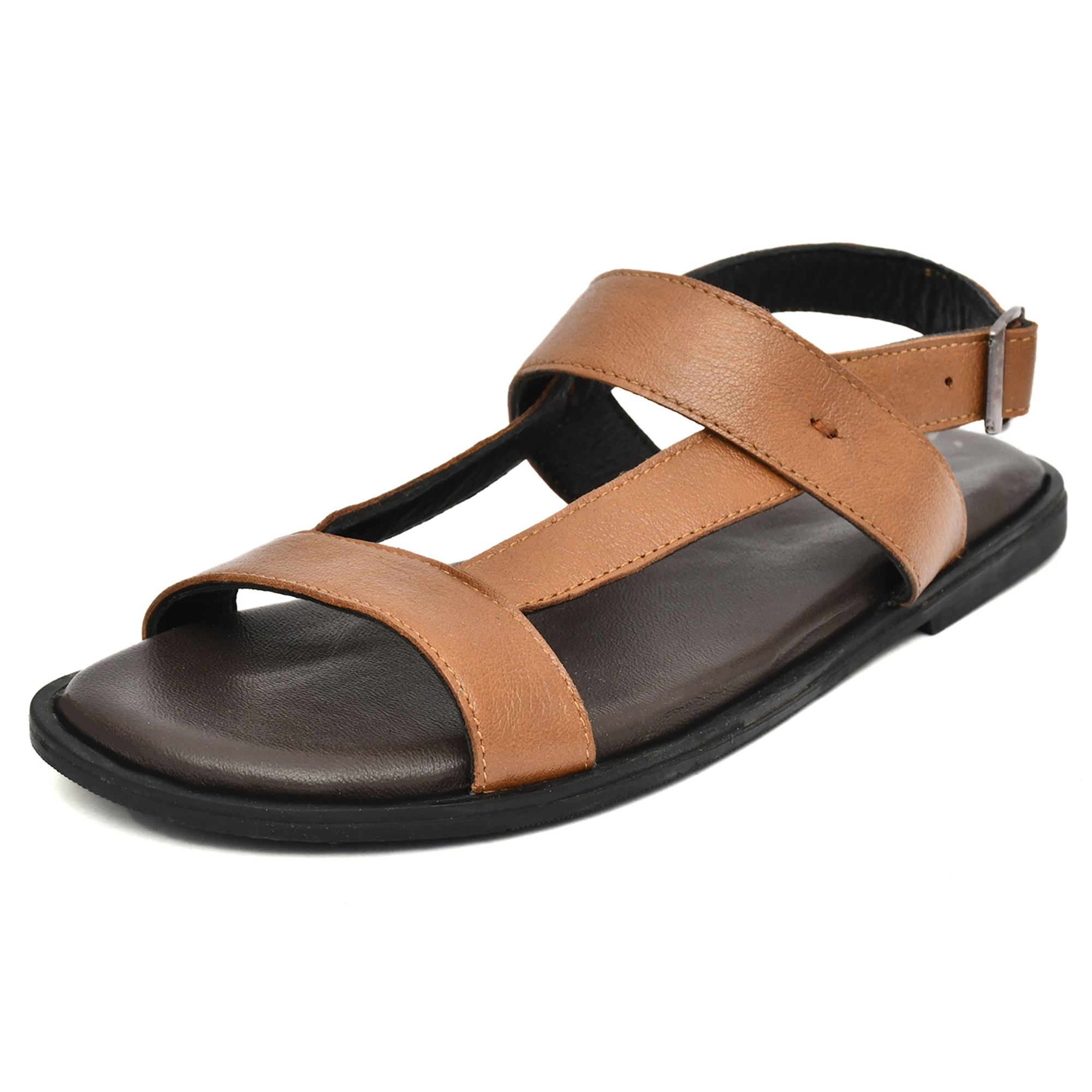 Tan Leather Sandals for Mens with Memory foam footpad by asm. Article : SAN02-GTan Size : UK 5-12