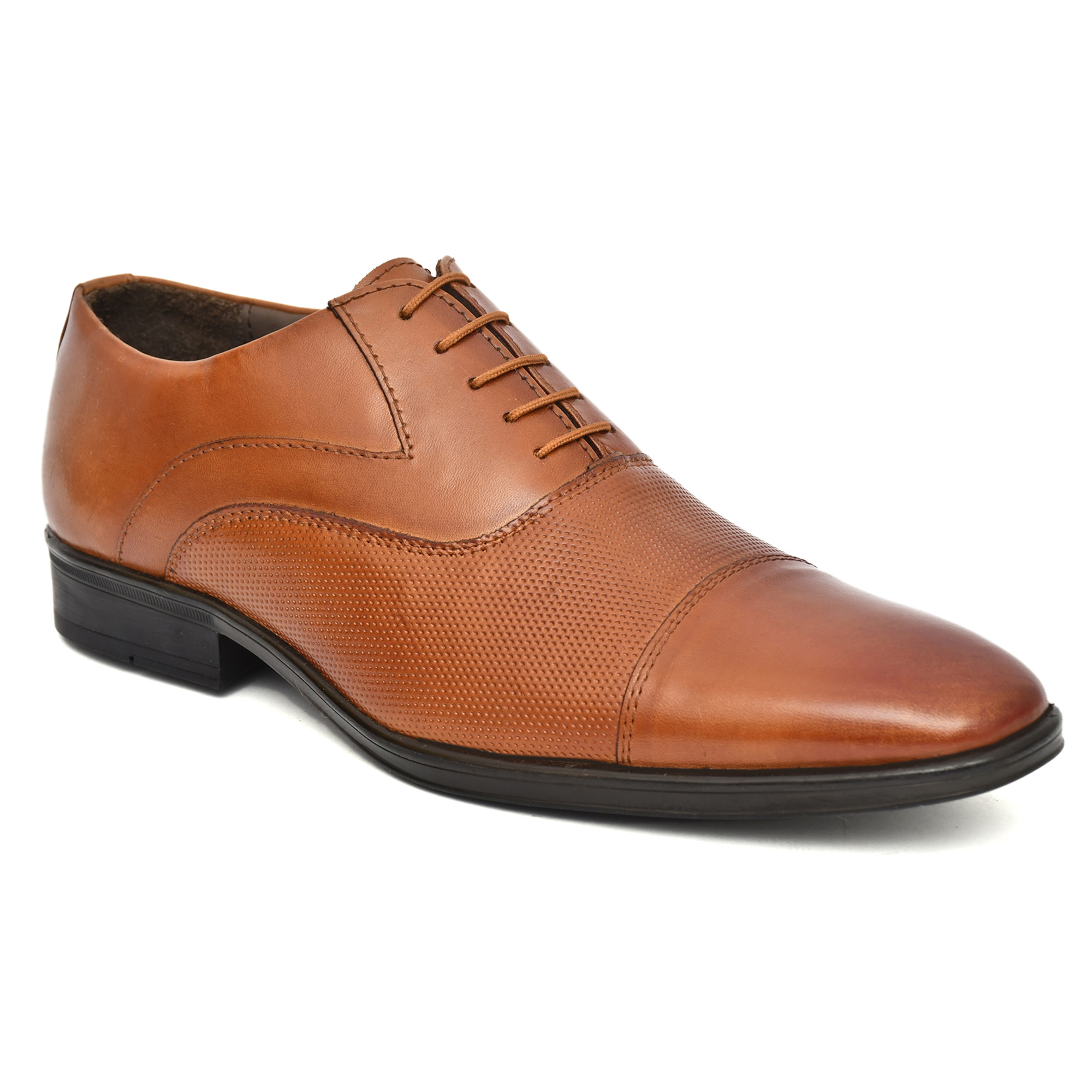 Tan leather Oxford shoes for Men with Memory foam footpad by asm.
