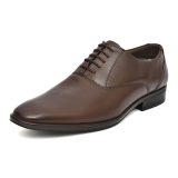 Brown leather Oxford shoes for Men with Memory foam footpad by asm.