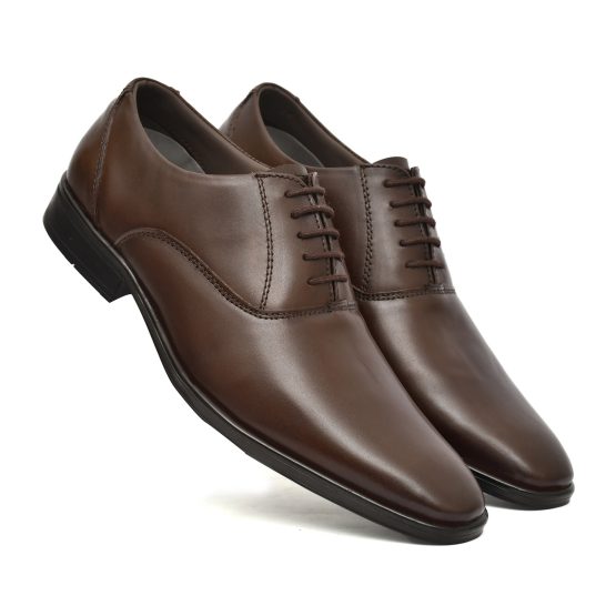 Brown leather Oxford shoes for Men with Memory foam footpad by asm.