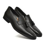 Black leather Penny Loafers with Tassel for men with Memory foam footpad by asm.