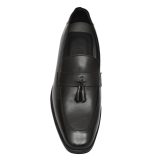 Black leather Penny Loafers with Tassel for men with Memory foam footpad by asm.