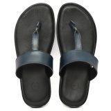 Blue Leather Slippers for Men with Memory foam footpad by asm.