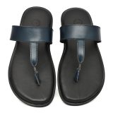 Blue Leather Slippers for Men with Memory foam footpad by asm.