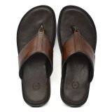 Tan Brushoff Leather Slippers for Men with Memory foam footpad by asm.