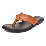 Tan Leather Slippers for Men with Memory foam footpad by asm.