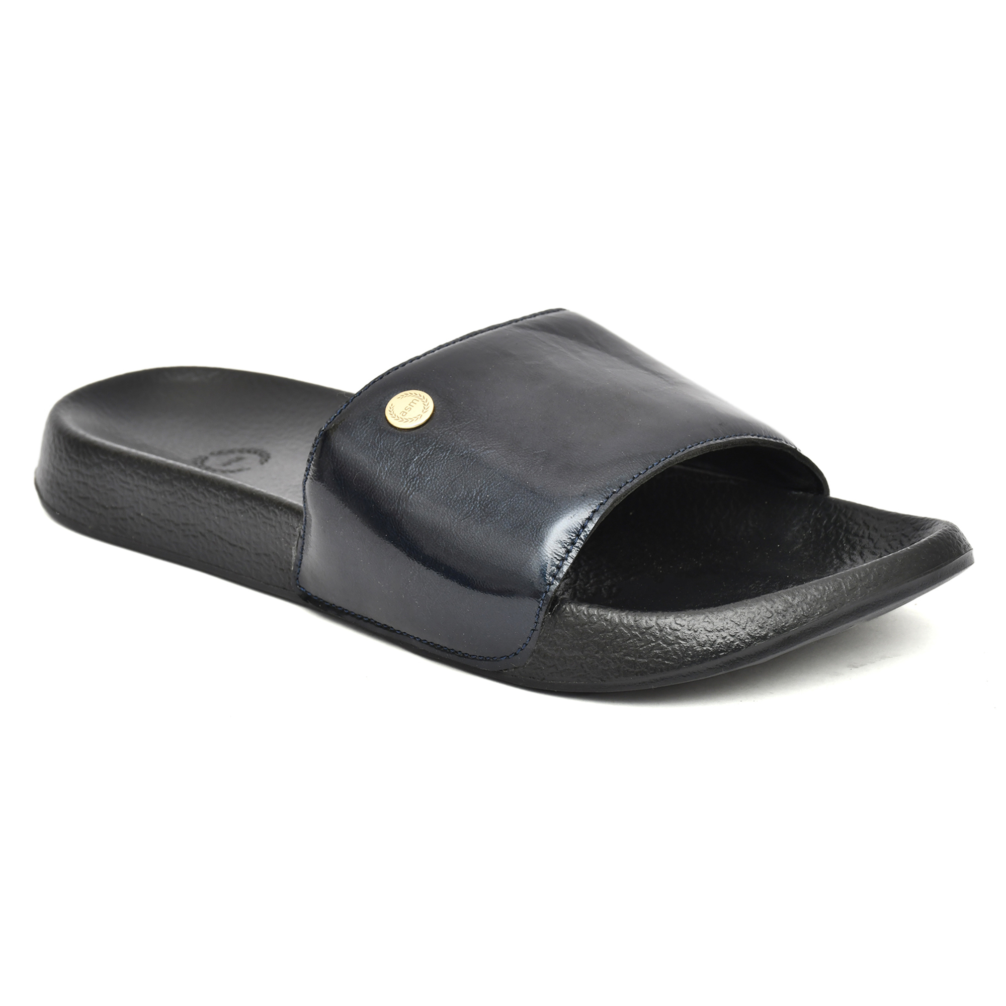 Blue Patent Leather Slippers for Men by asm.