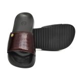 Wine Alligator Embossed Leather Slippers for Men by asm.