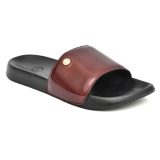 Wine Patent Leather Slippers for Men by asm.