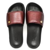 Wine Patent Leather Slippers for Men by asm.