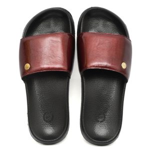 Wine Patent Leather Slippers for Men by asm.