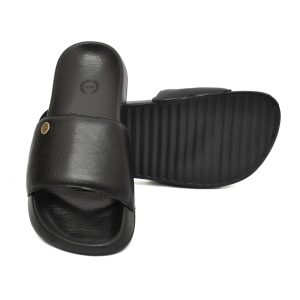 Black Leather Slippers for Men by asm.