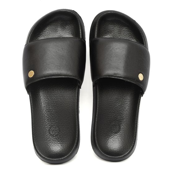 Black Leather Slippers for Men by asm.