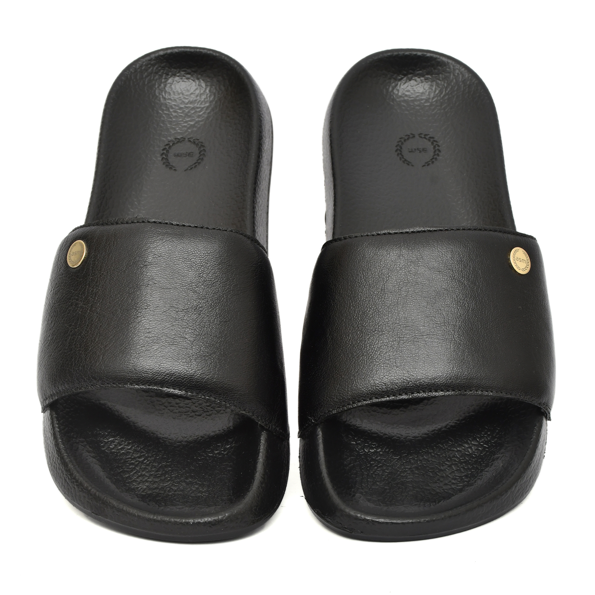 Black Leather Slippers for Men by asm.
