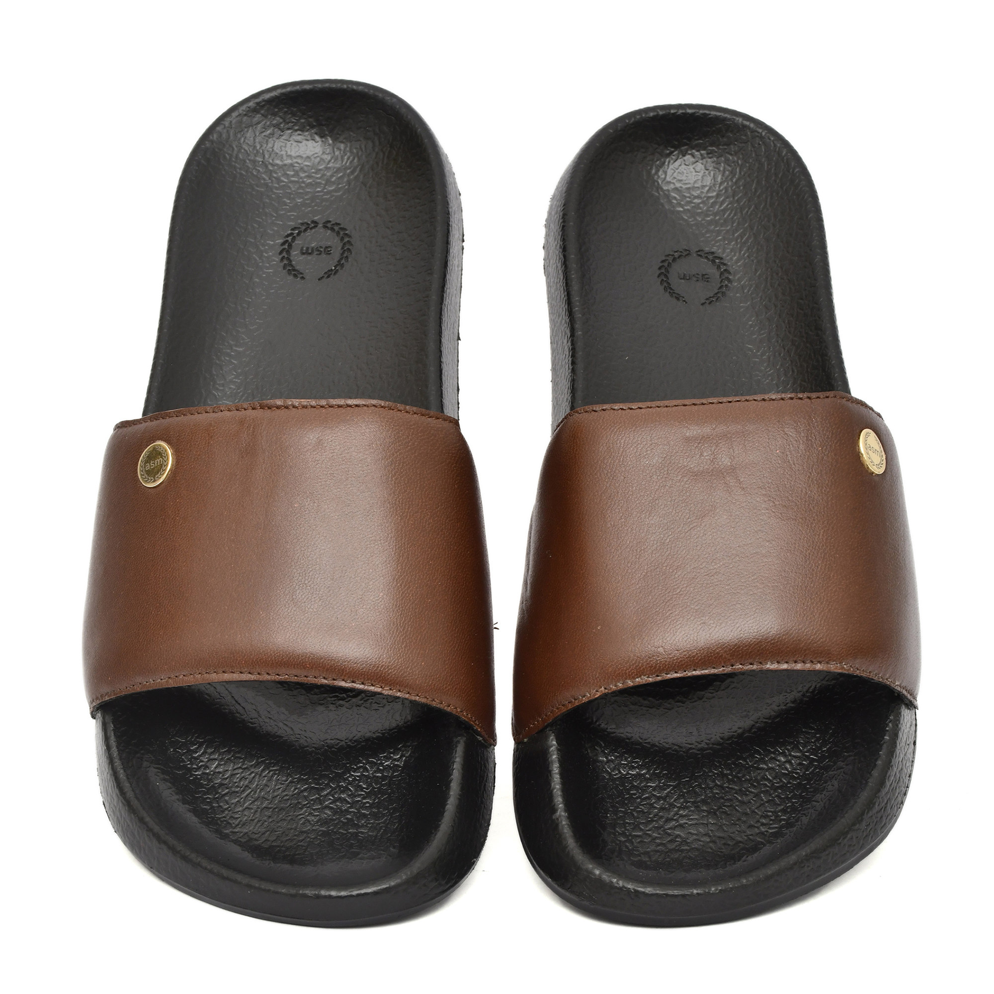 Brown Leather Slippers for Men by asm.