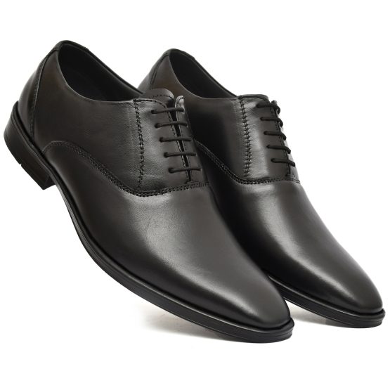 Leather Derby Shoes for men with Memory foam footpad. Article : AL04-Black