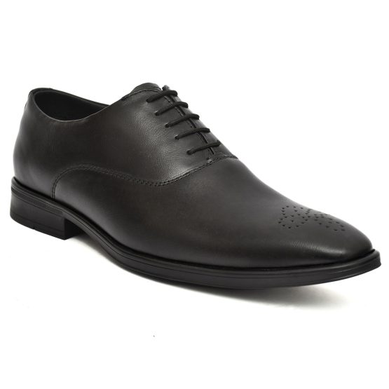 Leather Derby Shoes for men with Memory foam footpad. Article : AL02-Black